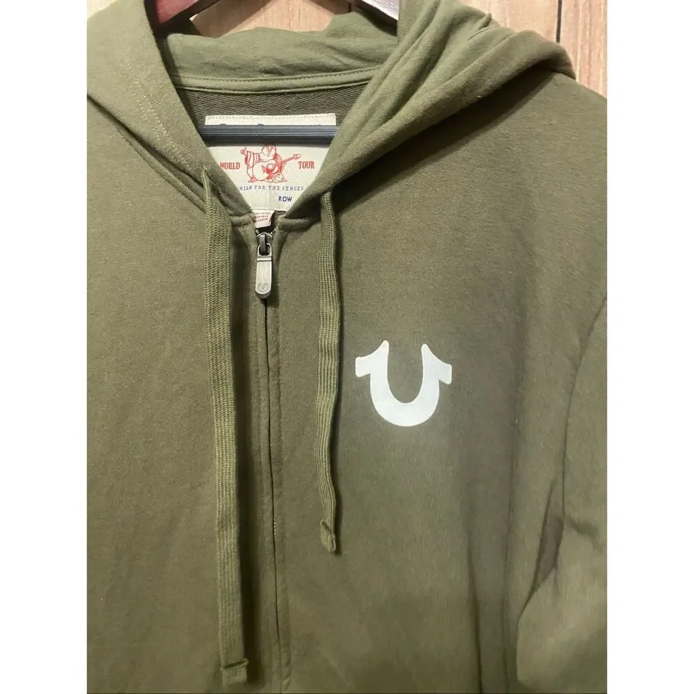 True Religion 3XL green zip up hoodie sweatshirt